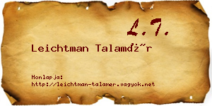 Leichtman Talamér névjegykártya